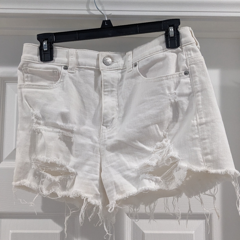 Express Women's White Ripped Shorts Size 8
